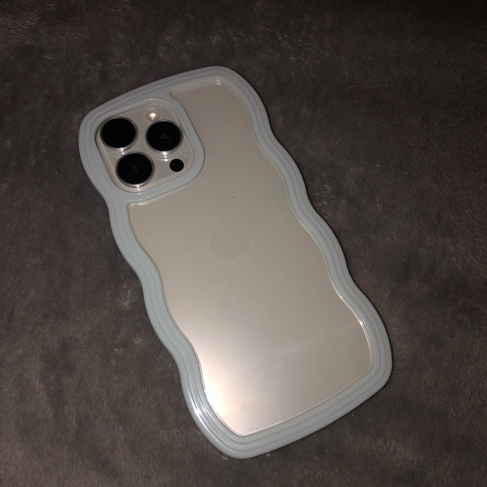 Light blue/ baby blue/Transparent Wave/ Curly Frame IPhone 15 Pro Max case